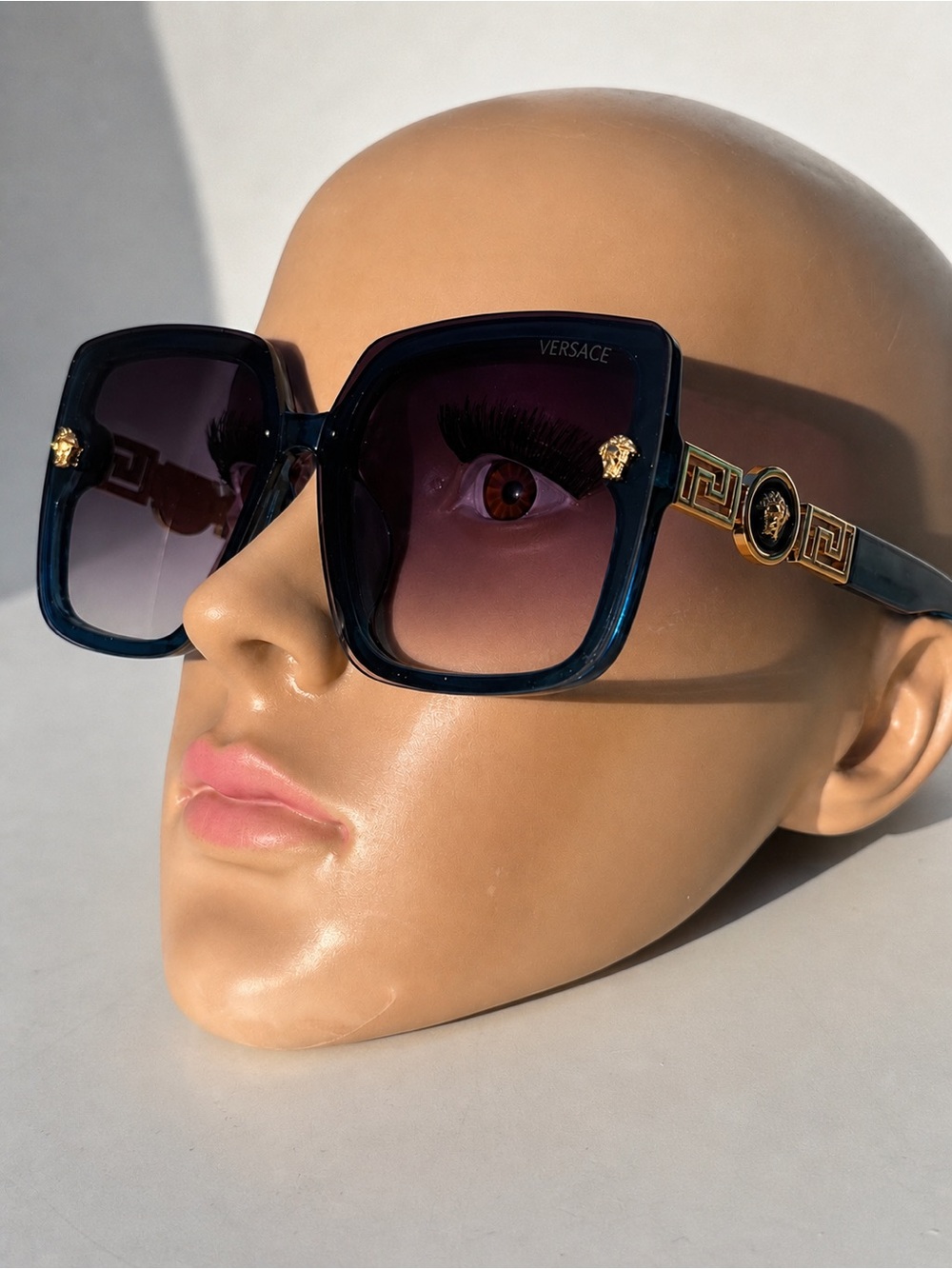 Blue Oversized Square Sunglasses | Luxe Gold Accent Designer Inspired Shades
